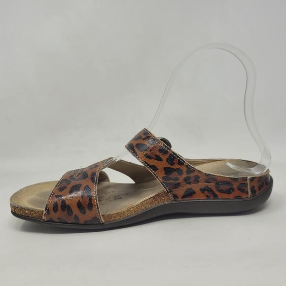 Mephisto Sandals Womens EU37 US7 Leopard Print Leather Slip On Comfort Walking - Picture 6 of 13